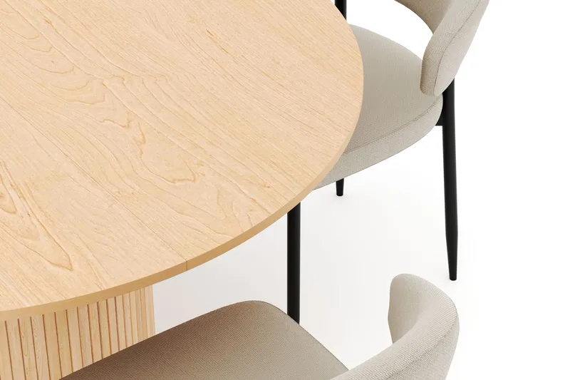 Kopparbo Rundt Spisebord 130 cm Udtrækkeligt med 4 Sawako Stole - Hvid - Møbler - Borde - Spisebordssæt