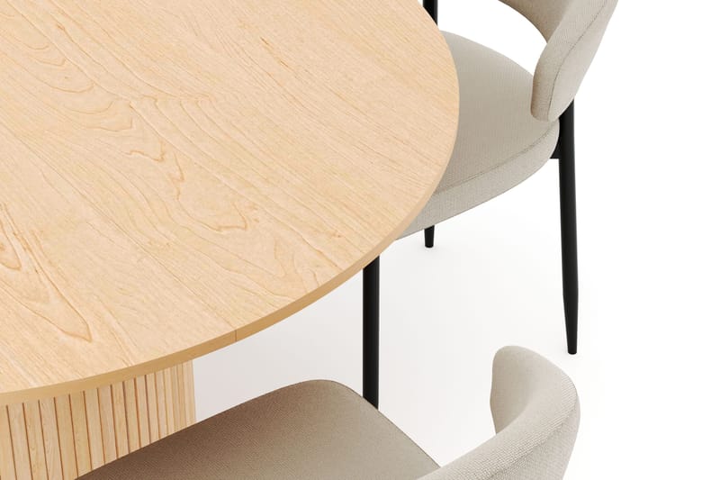 Kopparbo Rundt Spisebord 130 cm Udtrækkeligt med 4 Sawako Stole - Hvid - Møbler - Borde - Spisebordssæt