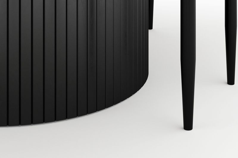 Kopparbo Rundt Spisebord 130 cm Udtrækkeligt med 4 Sawako Stole - Sort - Møbler - Borde - Spisebordssæt