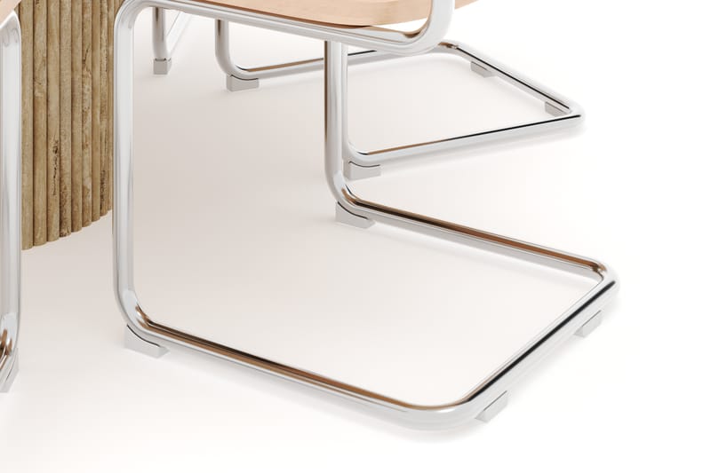 Kopparbo Rundt Spisebord 130cm Travertin-look med 6 stk Build Matstkolar - Beige - Møbler - Borde - Spisebordssæt