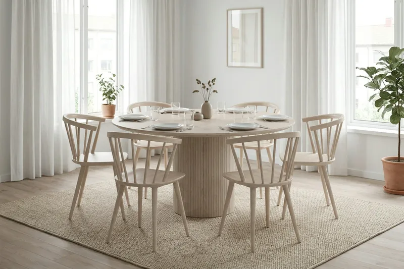 Kopparbo rundt spisebord 150 cm finer - Hvidlaseret - Møbler - Borde - Spisebord og køkkenbord