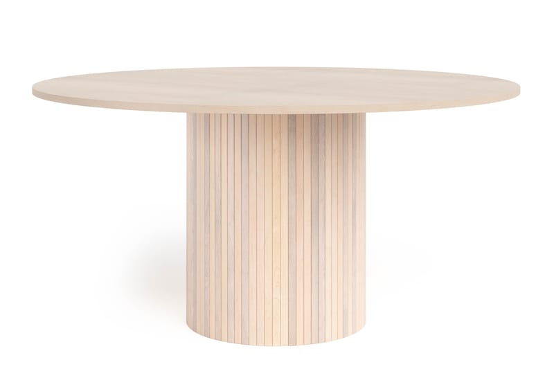 Kopparbo Rundt Spisebord 150 cm med 4 Katy Spisestole - Hvid / Hvid Bouclé / Metalben Sort - Møbler - Borde - Spisebordssæt