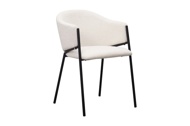 Kopparbo Rundt Spisebord 150 cm med 6 Filip Spisestole - Hvid / Hvid Bouclé - Møbler - Borde - Spisebordssæt