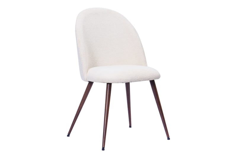 Kopparbo Rundt Spisebord 150 cm med 6 Nibe Plus Spisestole - Valnød / Hvid Bouclé / Metalben Valnød - Møbler - Borde - Spisebordssæt