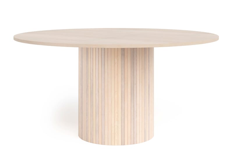 Kopparbo Rundt Spisebord 150 cm med 6 Winston Spisestole - Hvid / Beige / Metalben Sort - Møbler - Borde - Spisebordssæt