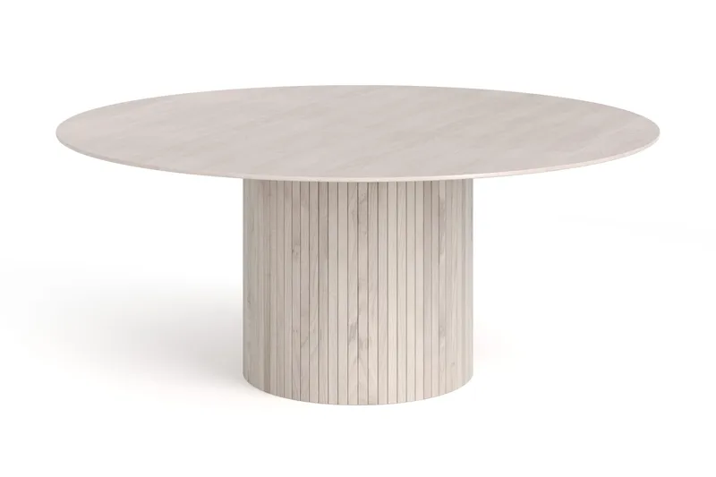 Kopparbo rundt spisebord 180 cm finer, Hvidlaseret
