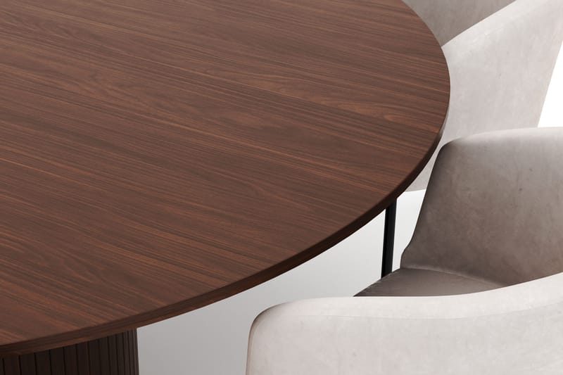 Kopparbo Rundt Spisebord 180 cm med 6 Berit Stole - Valnød - Møbler - Borde - Spisebordssæt