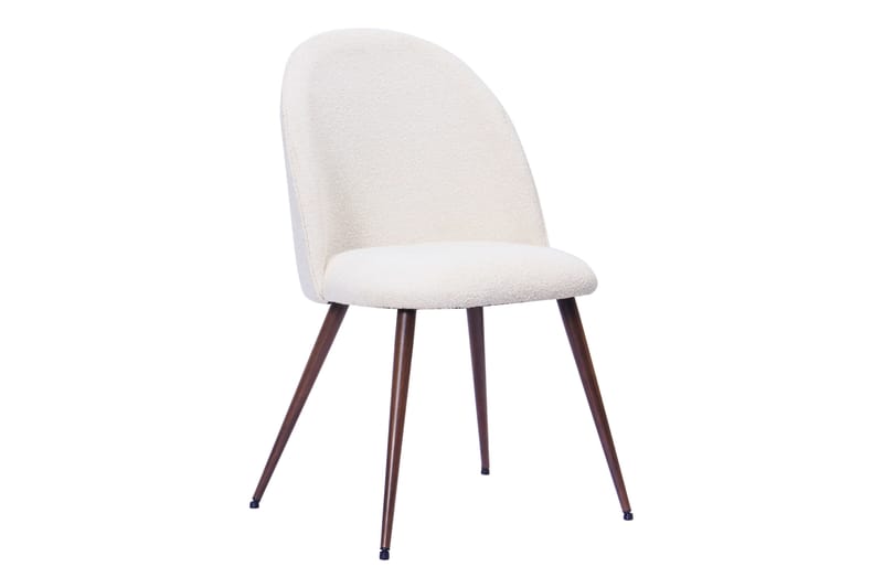 Kopparbo Rundt Spisebord 180 cm med 6 Nibe Plus Spisestole - Valnød / Hvid Bouclé / Metalben Valnød - Møbler - Borde - Spisebordssæt