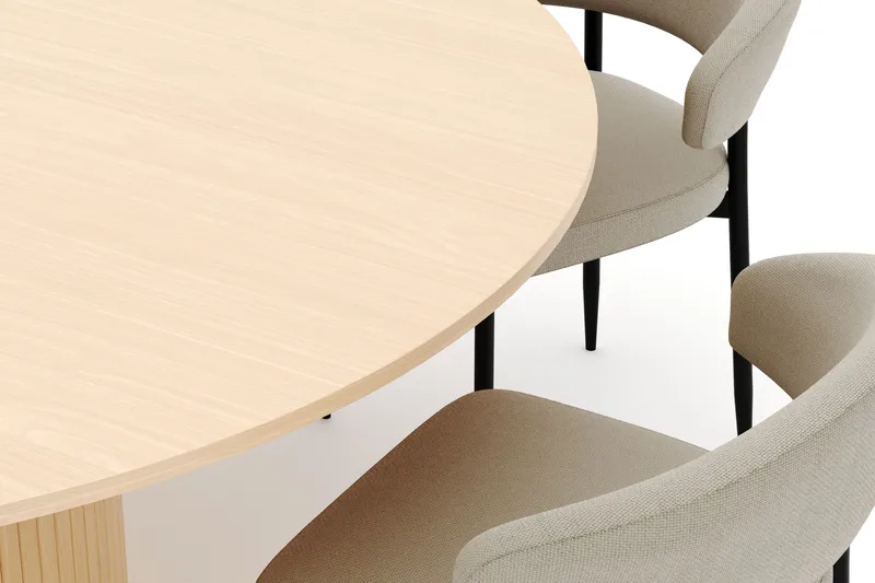 Kopparbo Rundt Spisebord 180 cm med 6 Sawako Stole - Hvidlaseret - Møbler - Borde - Spisebordssæt