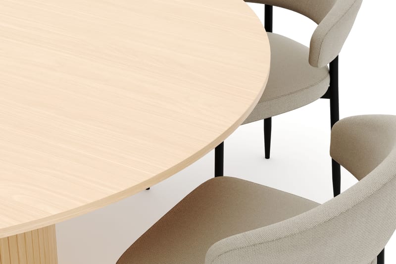 Kopparbo Rundt Spisebord 180 cm med 6 Sawako Stole - Hvidlaseret - Møbler - Borde - Spisebordssæt