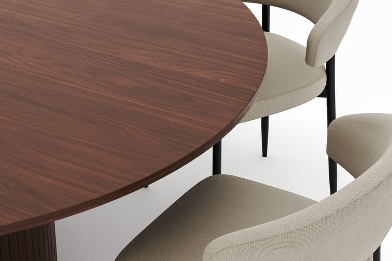Kopparbo Rundt Spisebord 180 cm med 6 Sawako Stole - Valnød - Møbler - Borde - Spisebordssæt