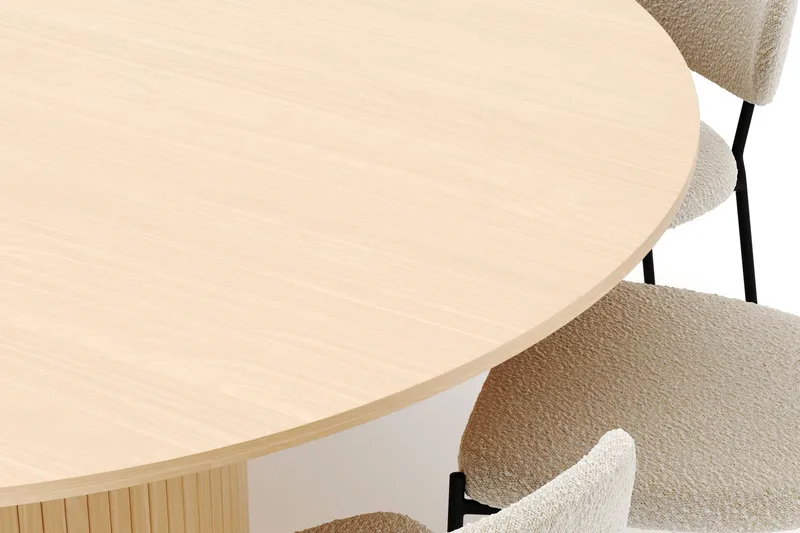 Kopparbo Rundt Spisebord 180 cm med 8 Gemmiano Stole - Hvidlaseret - Møbler - Borde - Spisebordssæt