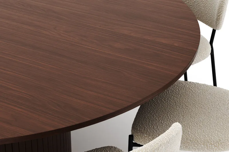 Kopparbo Rundt Spisebord 180 cm med 8 Gemmiano Stole - Valnød - Møbler - Borde - Spisebordssæt