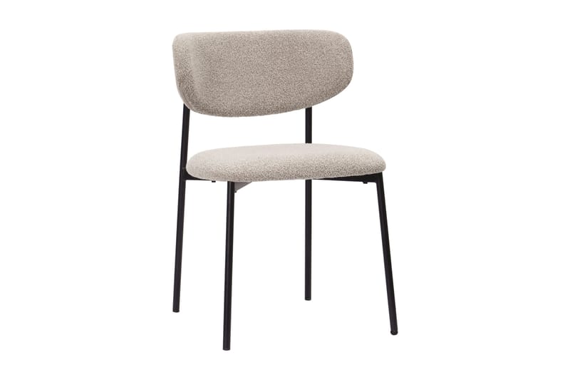 Kopparbo Rundt Spisebord 180 cm med 8 Lucy Spisestole - Valnød / Greige Bouclé / Metalben Sort - Møbler - Borde - Spisebordssæt