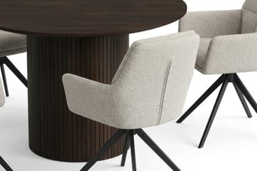 Kopparbo rundt spisebordssæt 110 cm Røget eg med 4 Torsby spisebordsstole - Røget eg - Møbler - Borde - Spisebordssæt
