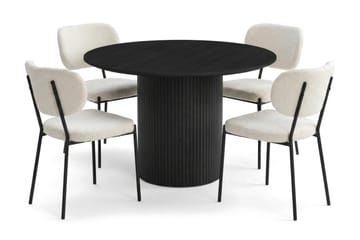 Kopparbo rundt spisebordssæt 110 cm Sort med 4 Gemmiano spisebordsstole - Sortbejdset eg - Møbler - Borde - Spisebordssæt