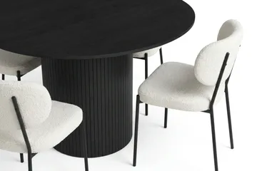 Kopparbo rundt spisebordssæt 130 cm, sort, med 6 Gemmiano-spisebordsstole - Sortbejdset eg - Møbler - Borde - Spisebordssæt