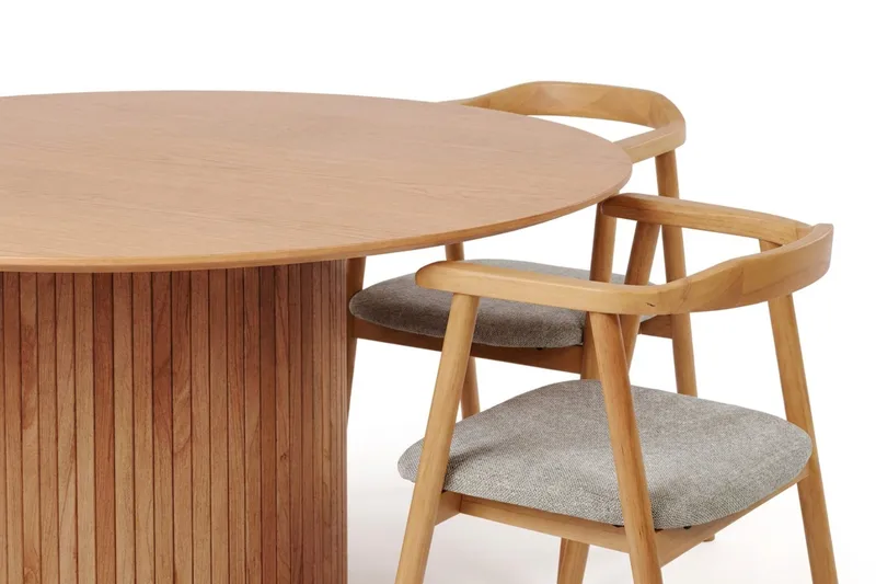 Kopparbo rundt spisebordssæt 180 cm eg med 8 Jolie spisebordsstole - Eg - Møbler - Borde - Spisebordssæt