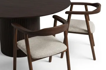 Kopparbo rundt spisebordssæt 180 cm røget eg med 8 Jolie spisebordsstole - Røget eg - Møbler - Borde - Spisebordssæt