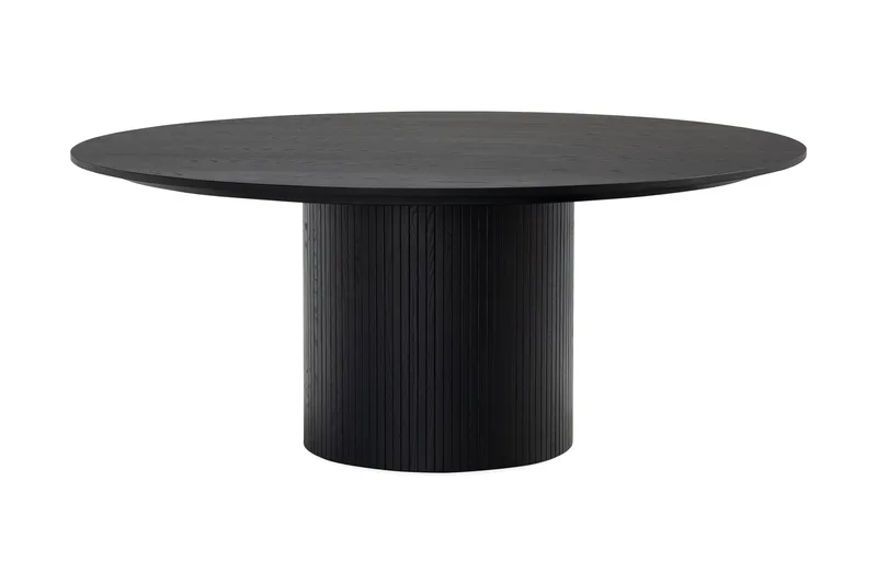 Kopparbo Rundt Stort Spisebord 180 cm med 4 Sawako Stole - Sort - Møbler - Borde - Spisebordssæt