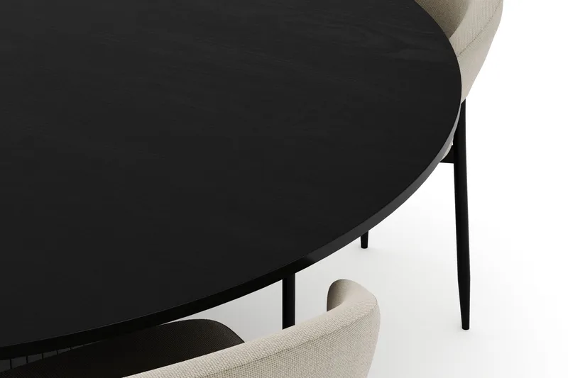 Kopparbo Rundt Stort Spisebord 180 cm med 4 Sawako Stole - Sort - Møbler - Borde - Spisebordssæt