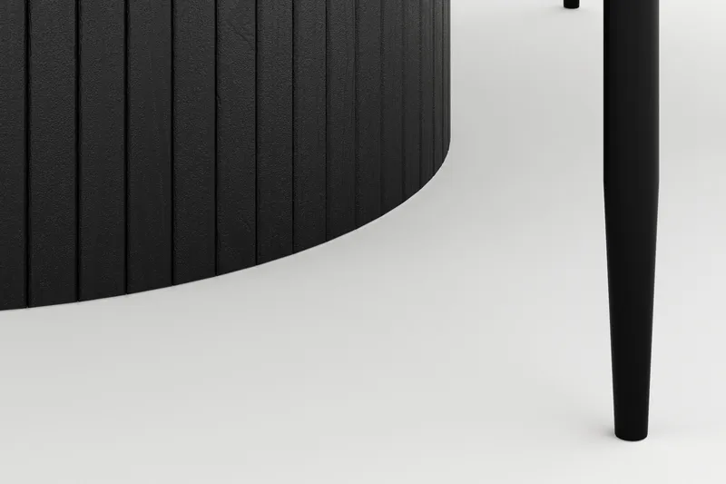 Kopparbo Rundt Stort Spisebord 180 cm med 4 Sawako Stole - Sort - Møbler - Borde - Spisebordssæt