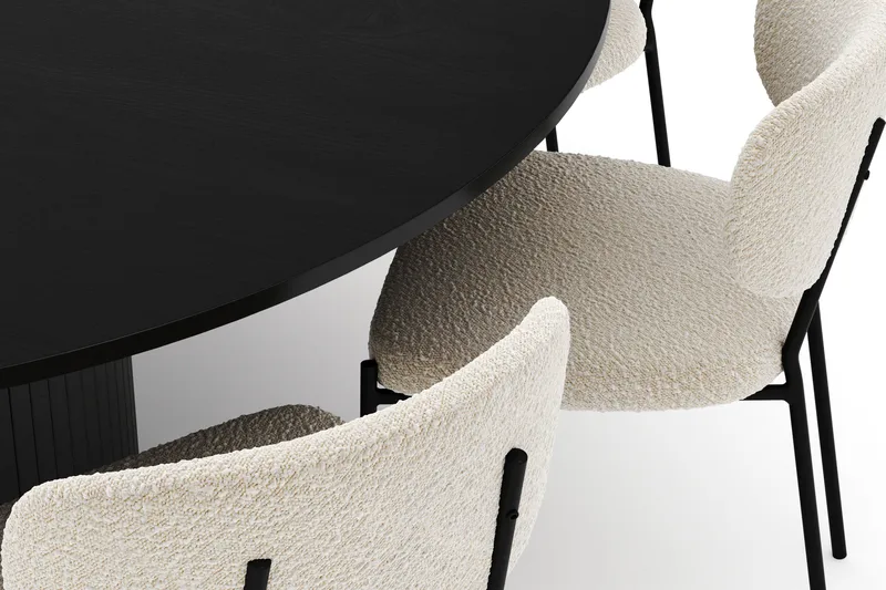 Kopparbo Rundt Stort Spisebord 180 cm med 8 Gemmiano Stole - Sort - Møbler - Borde - Spisebordssæt