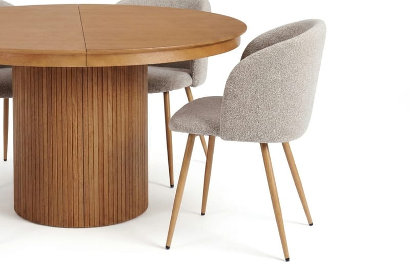 Kopparbo Rundt udtræksbord 120-220 cm Eg med 4 Greya Spisestole - Eg - Møbler - Borde - Spisebordssæt