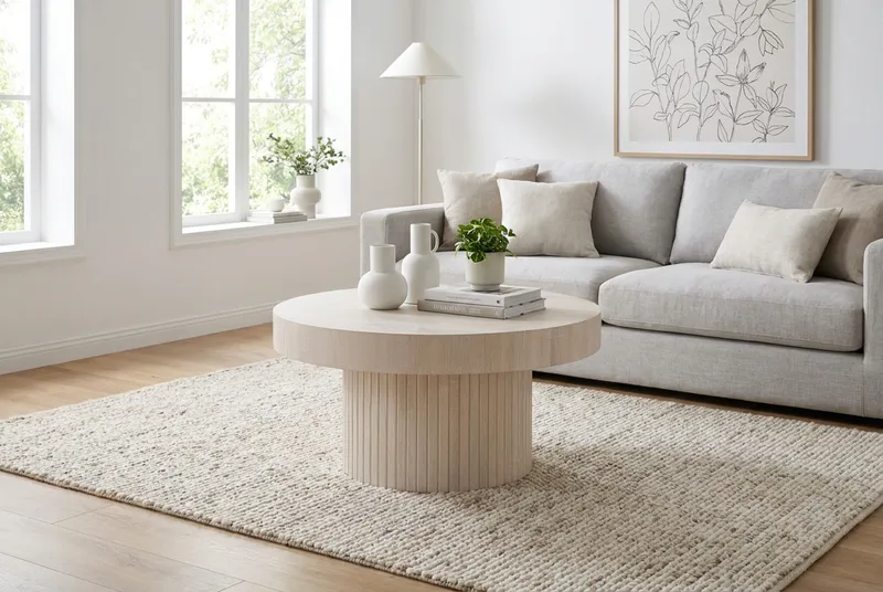 Kopparbo sofabord rundt 85 cm tyk bordplade - Hvidlaseret - Møbler - Borde - Sofabord