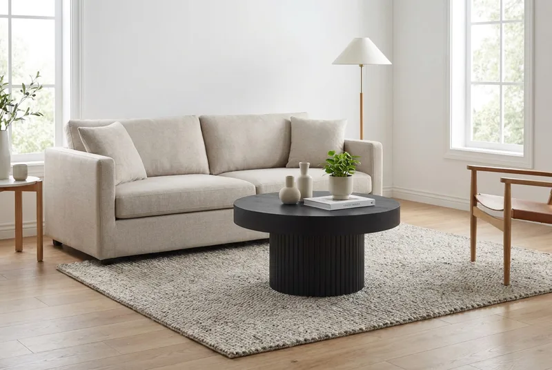 Kopparbo sofabord rundt 85 cm tyk bordplade - Sort - Møbler - Borde - Sofabord