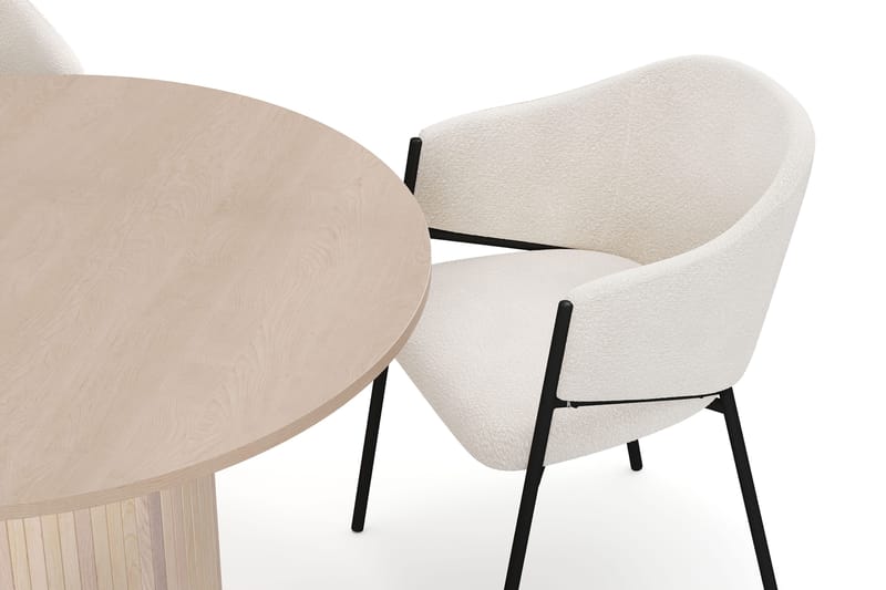 Kopparbo Spisebord 106 cm med 4 Filip Spisestole - Hvid / Hvid Bouclé - Møbler - Borde - Spisebordssæt