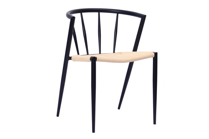 Kopparbo Spisebord 106 cm med 4 Winston Spisestole - Hvid / Beige / Metalben Sort - Møbler - Borde - Spisebordssæt