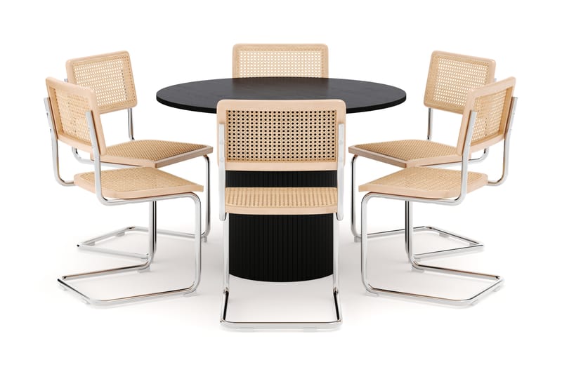 Kopparbo Spisebord 106 cm med 6 stk Build Matstkolar - Sort - Møbler - Borde - Spisebordssæt