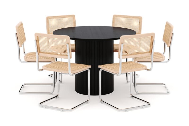Kopparbo Spisebord 106 cm med 6 stk Build Matstkolar - Sort - Møbler - Borde - Spisebordssæt
