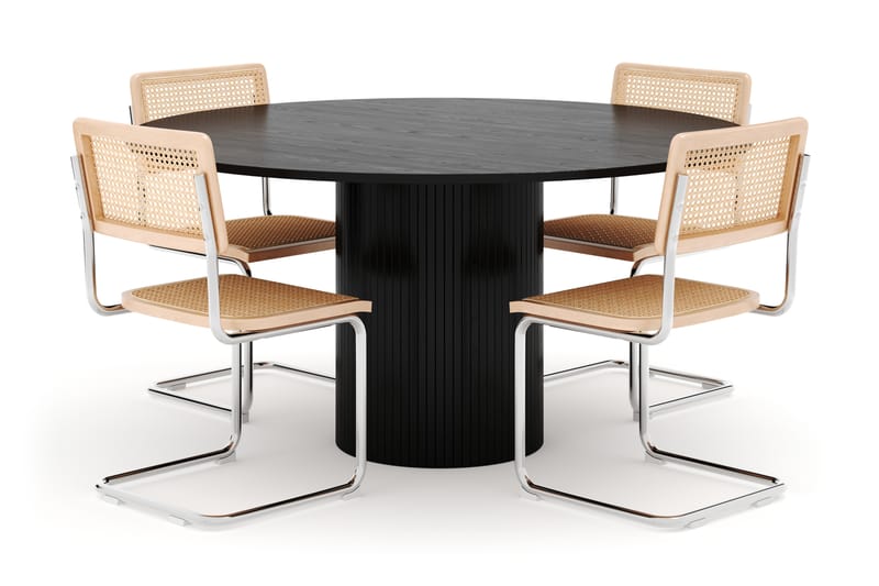 Kopparbo Spisebord 150 cm med 4 stk Build Matstkolar - Sort - Møbler - Borde - Spisebordssæt