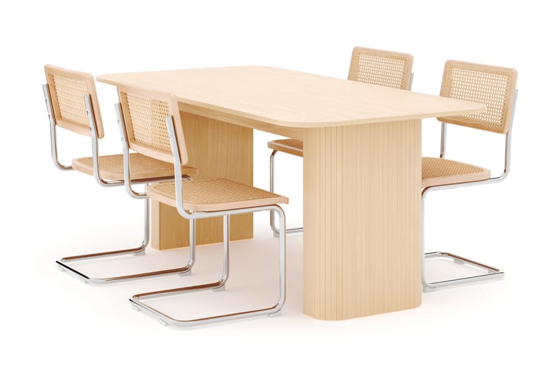 Kopparbo Spisebord 160-220 cm Udtrækkeligt med 4 stk Build Matstkolar - Hvid - Møbler - Borde - Spisebordssæt