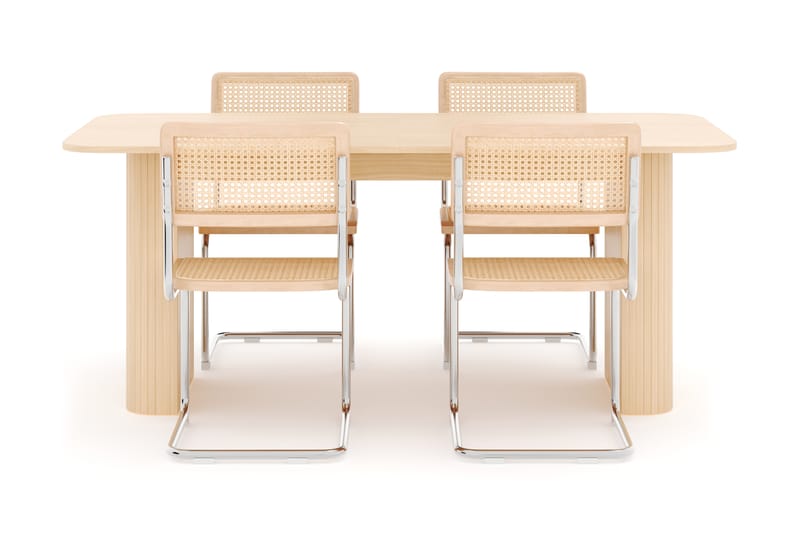 Kopparbo Spisebord 160-220 cm Udtrækkeligt med 4 stk Build Matstkolar - Hvid - Møbler - Borde - Spisebordssæt