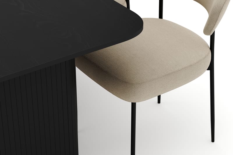 Kopparbo Spisebord 160-220 cm Udtrækkeligt med 6 Sawako Stole - Sort - Møbler - Borde - Spisebordssæt