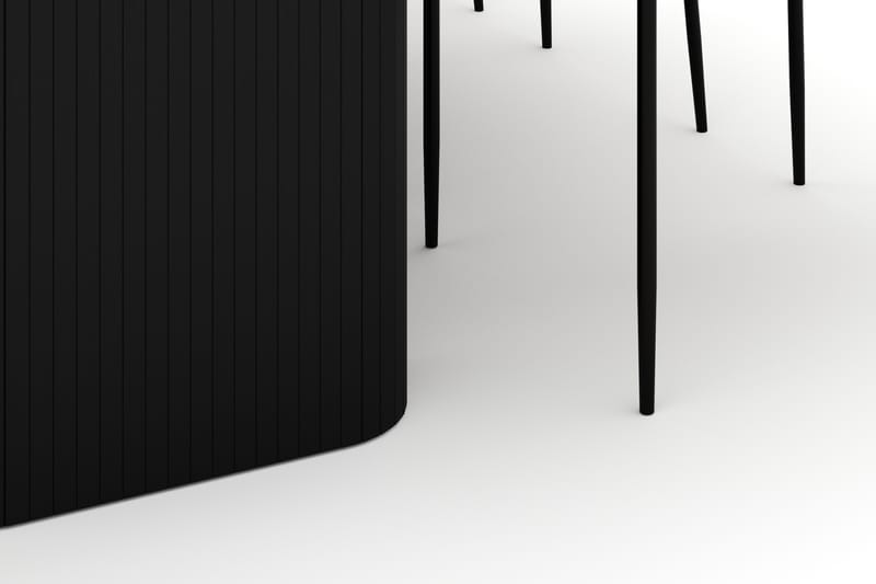 Kopparbo Spisebord 160-220 cm Udtrækkeligt med 6 Sawako Stole - Sort - Møbler - Borde - Spisebordssæt