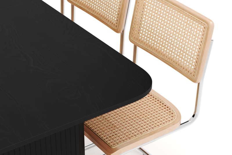 Kopparbo Spisebord 160-220 cm Udtrækkeligt med 6 stk Build Matstkolar - Sort - Møbler - Borde - Spisebordssæt