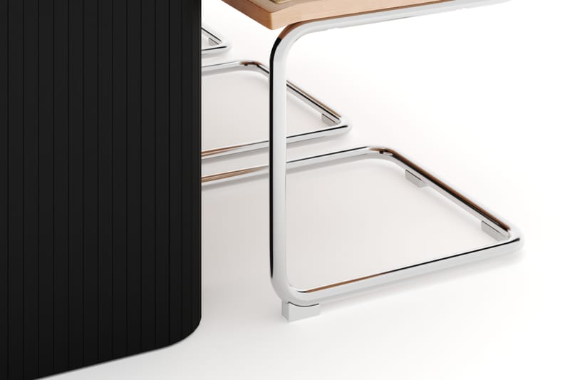 Kopparbo Spisebord 160-220 cm Udtrækkeligt med 6 stk Build Matstkolar - Sort - Møbler - Borde - Spisebordssæt