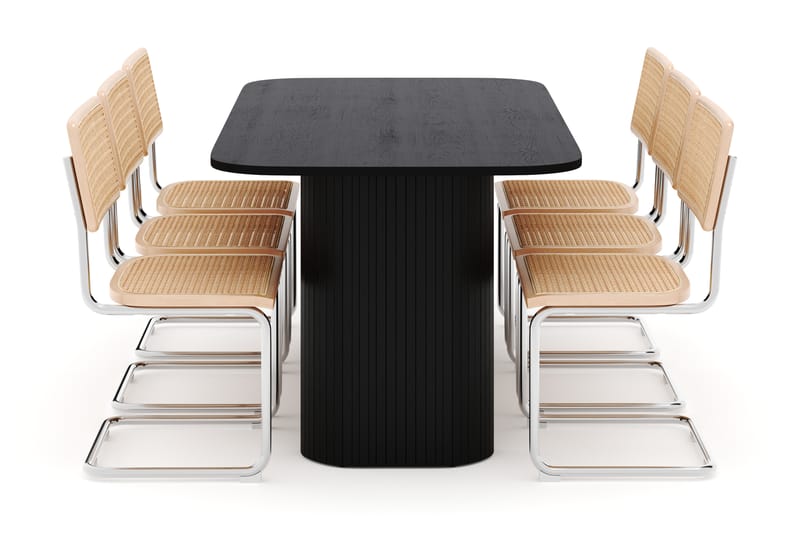 Kopparbo Spisebord 160 cm med 6 stk Build Matstkolar - Sort - Møbler - Borde - Spisebordssæt