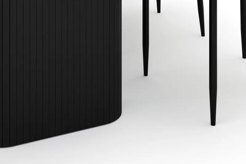 Kopparbo Spisebord 180-240 cm Udtrækkeligt med 6 Sawako Stole - Sort - Møbler - Borde - Spisebordssæt