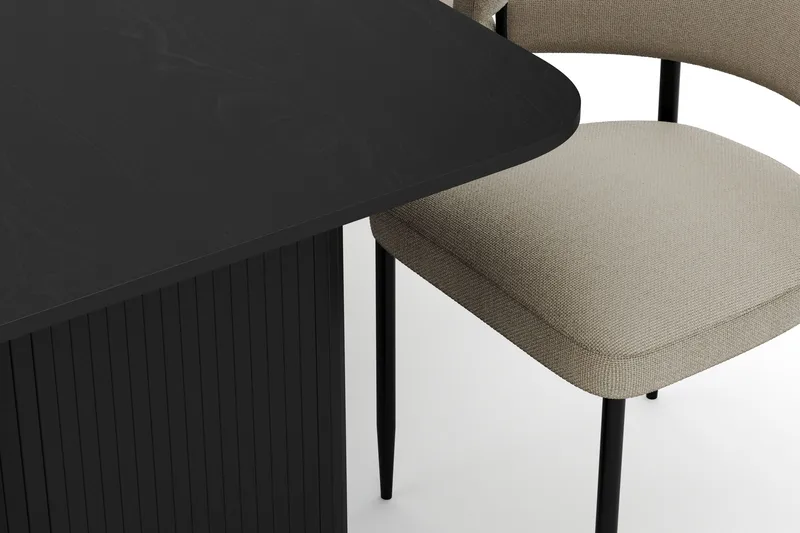 Kopparbo Spisebord 180-240 cm Udtrækkeligt med 6 Sawako Stole - Sort - Møbler - Borde - Spisebordssæt