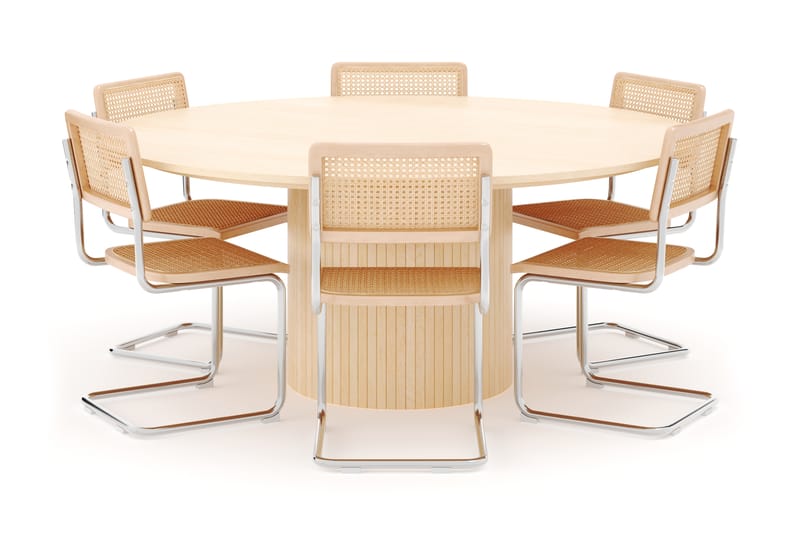 Kopparbo Spisebord 180 cm med 6 stk Build Matstkolar - Whitewash - Møbler - Borde - Spisebordssæt