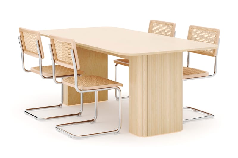 Kopparbo Spisebord 200-260 cm Udtrækkeligt med 4 stk Build Matstkolar - Hvid - Møbler - Borde - Spisebordssæt
