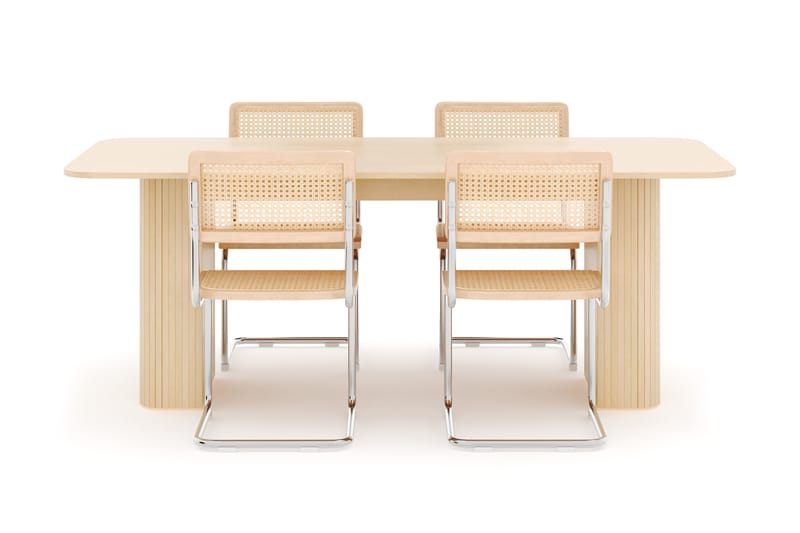 Kopparbo Spisebord 200-260 cm Udtrækkeligt med 4 stk Build Matstkolar - Hvid - Møbler - Borde - Spisebordssæt