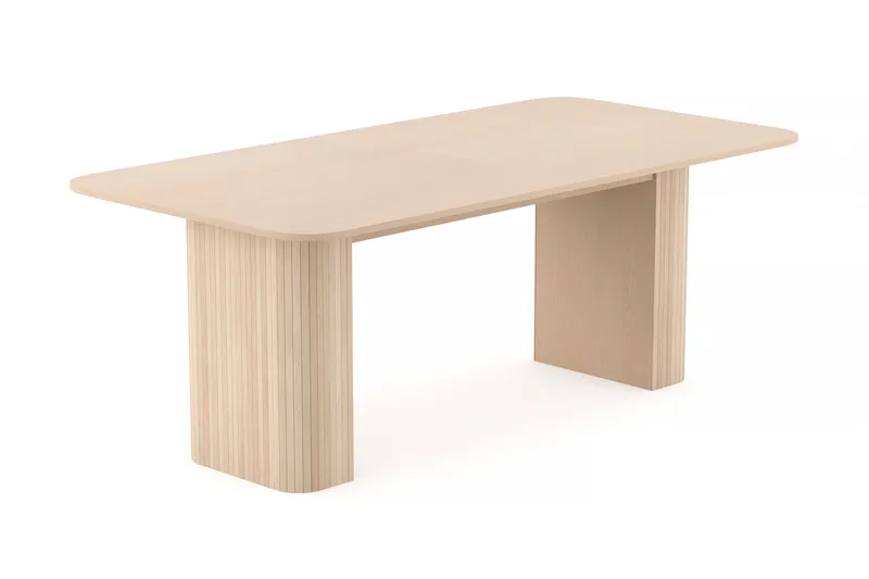 Kopparbo Spisebord 200-260 cm Udtræksbord med tillægsplade med 6 Filip Spisestole - Hvid / Hvid Bouclé - Møbler - Borde - Spisebordssæt