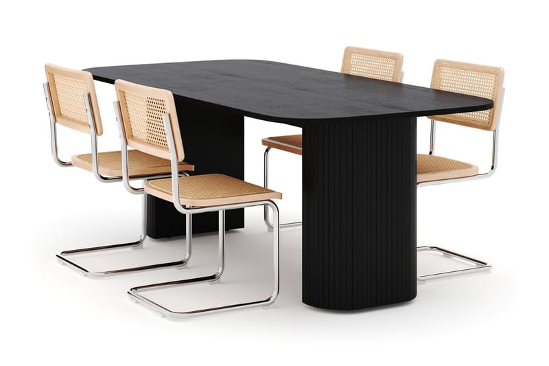 Kopparbo Spisebord 200 cm med 4 stk Build Matstkolar - Sort - Møbler - Borde - Spisebordssæt