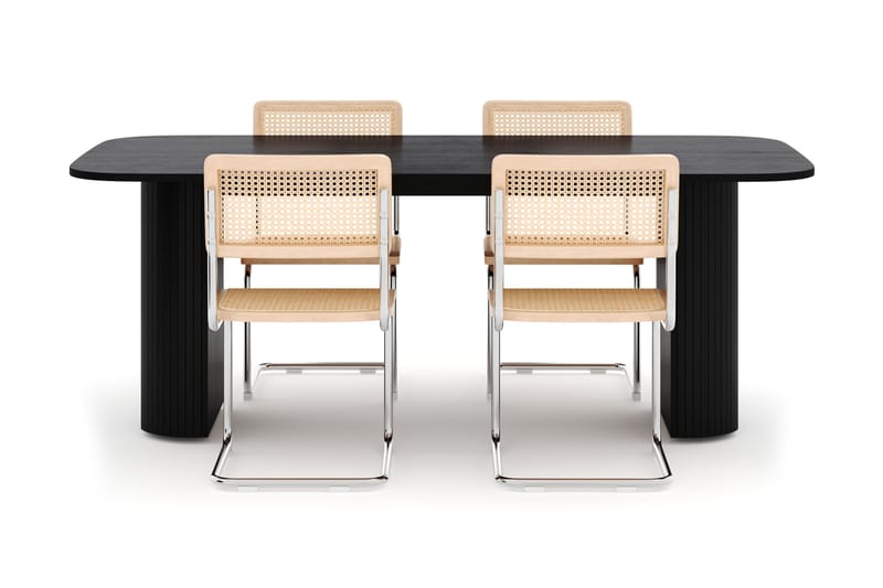 Kopparbo Spisebord 200 cm med 4 stk Build Matstkolar - Sort - Møbler - Borde - Spisebordssæt